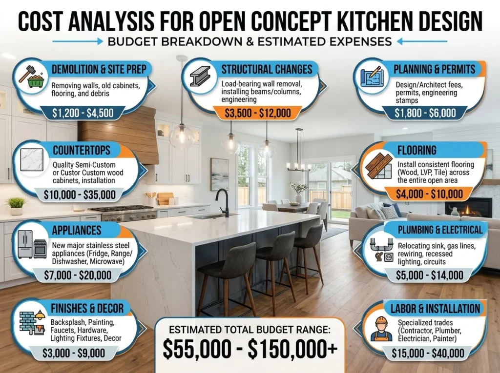 Cost Analysis For Open Concept Kitchen Design